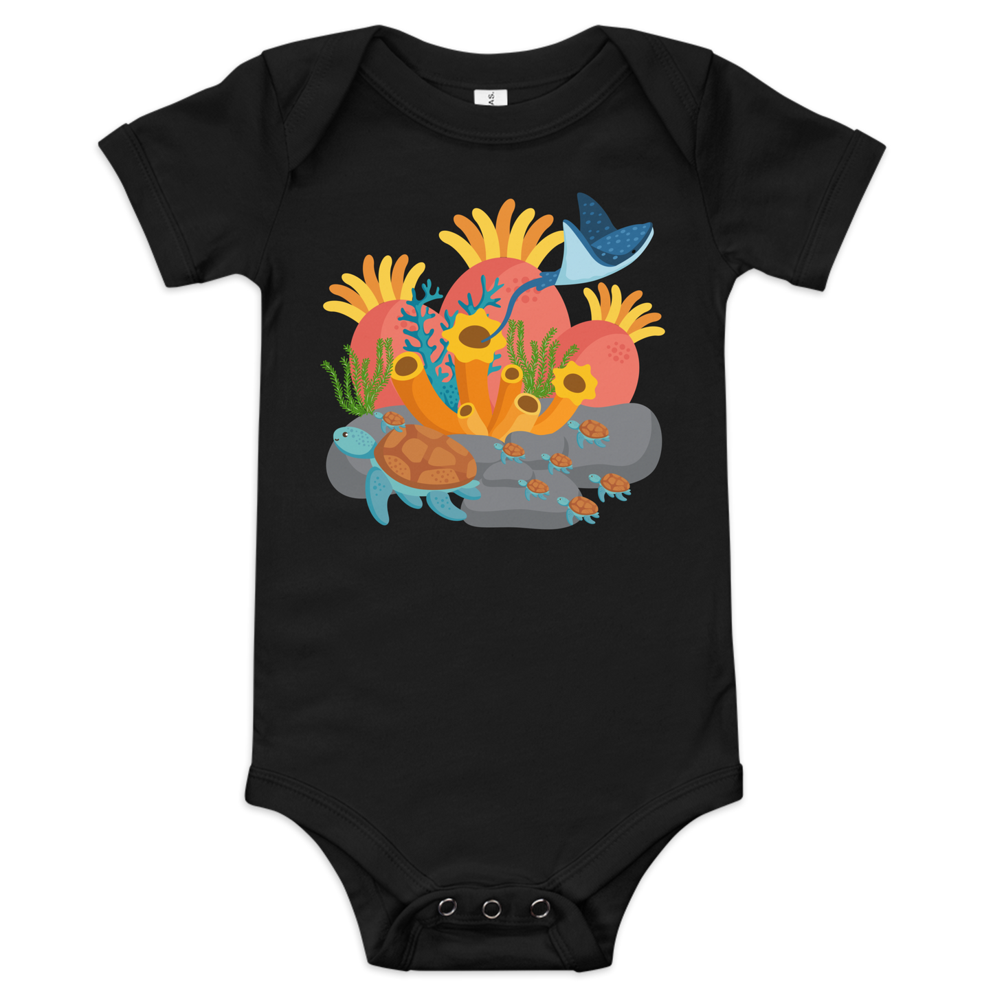 Turtles Stingray Coral Baby short sleeve one piece