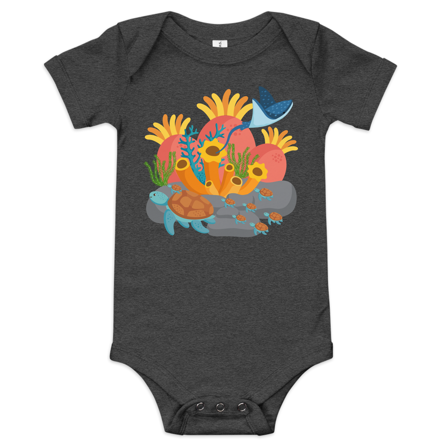 Turtles Stingray Coral Baby short sleeve one piece