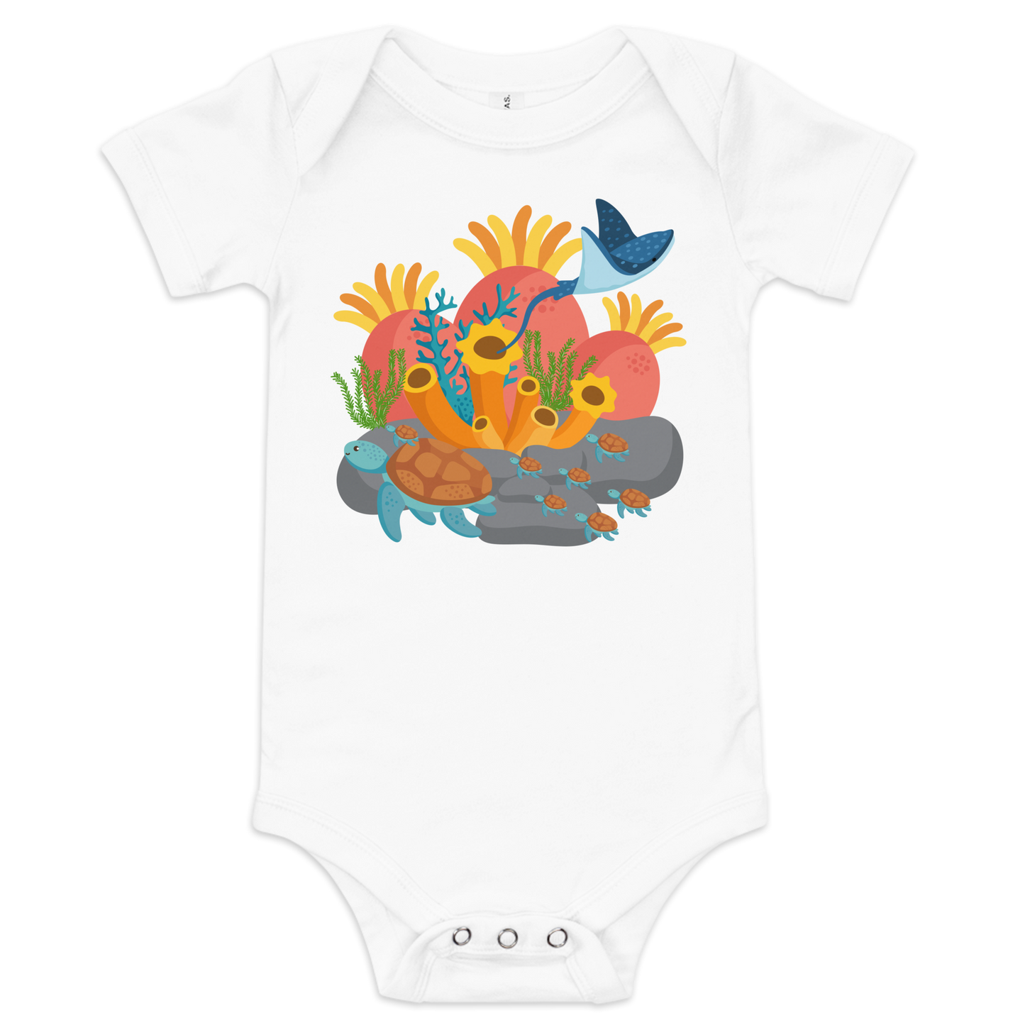 Turtles Stingray Coral Baby short sleeve one piece