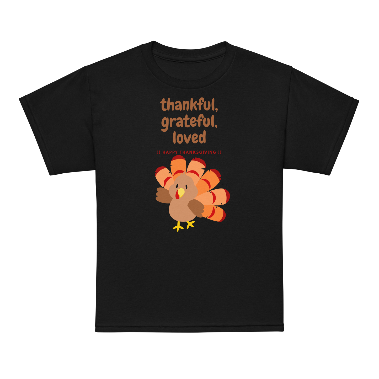 Thankful, Grateful, Loved Thanksgiving Youth t-shirt