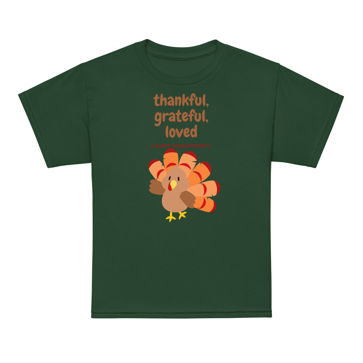 Thankful, Grateful, Loved Thanksgiving Youth t-shirt