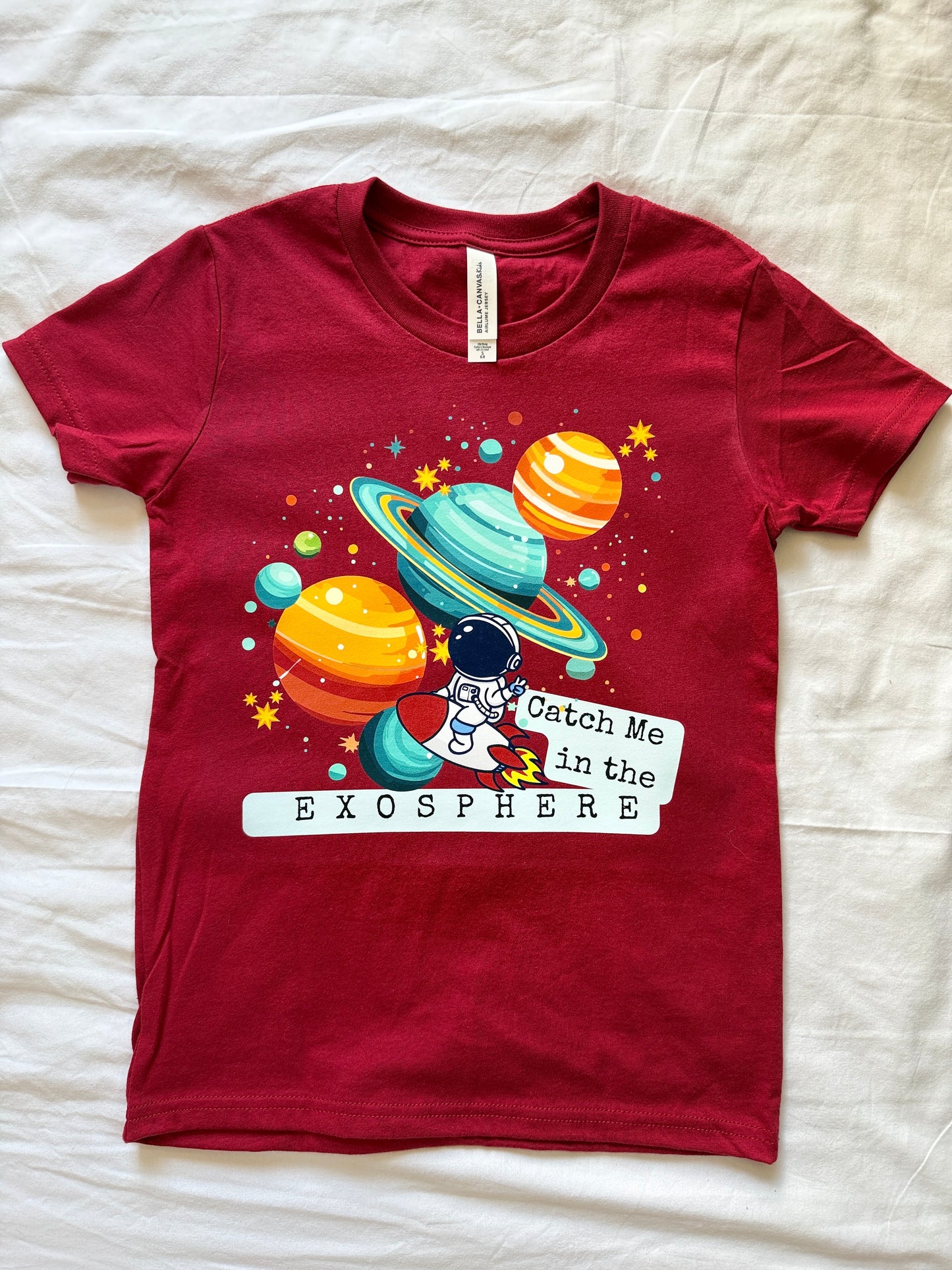 Catch Me in the Exosphere Youth Shirt | Astronaut Space Shirt | Kids Rocket Planets Tee | Space Explorer Collection | Boys Girls Youth