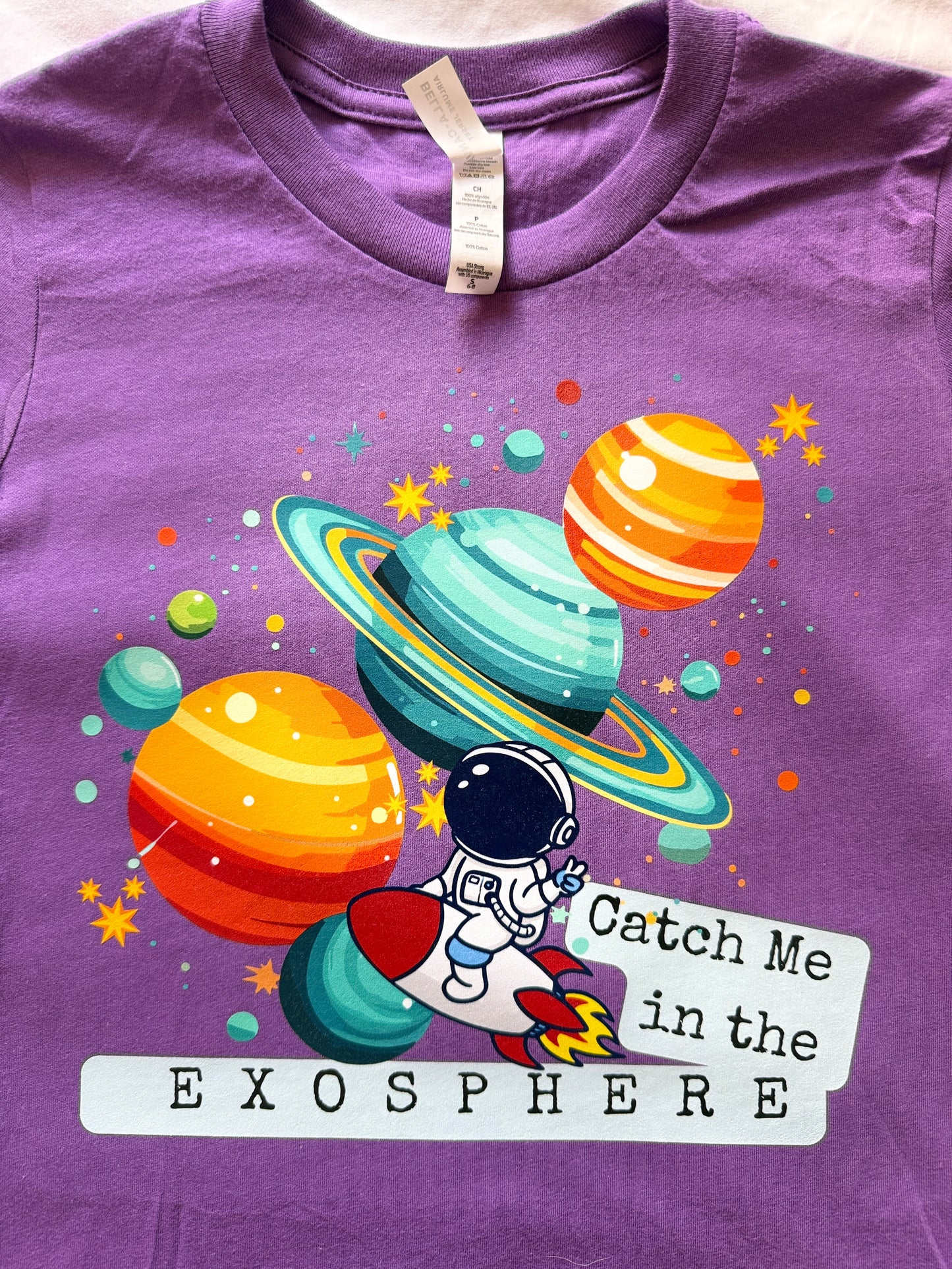 Catch Me in the Exosphere Youth Shirt | Astronaut Space Shirt | Kids Rocket Planets Tee | Space Explorer Collection | Boys Girls Youth