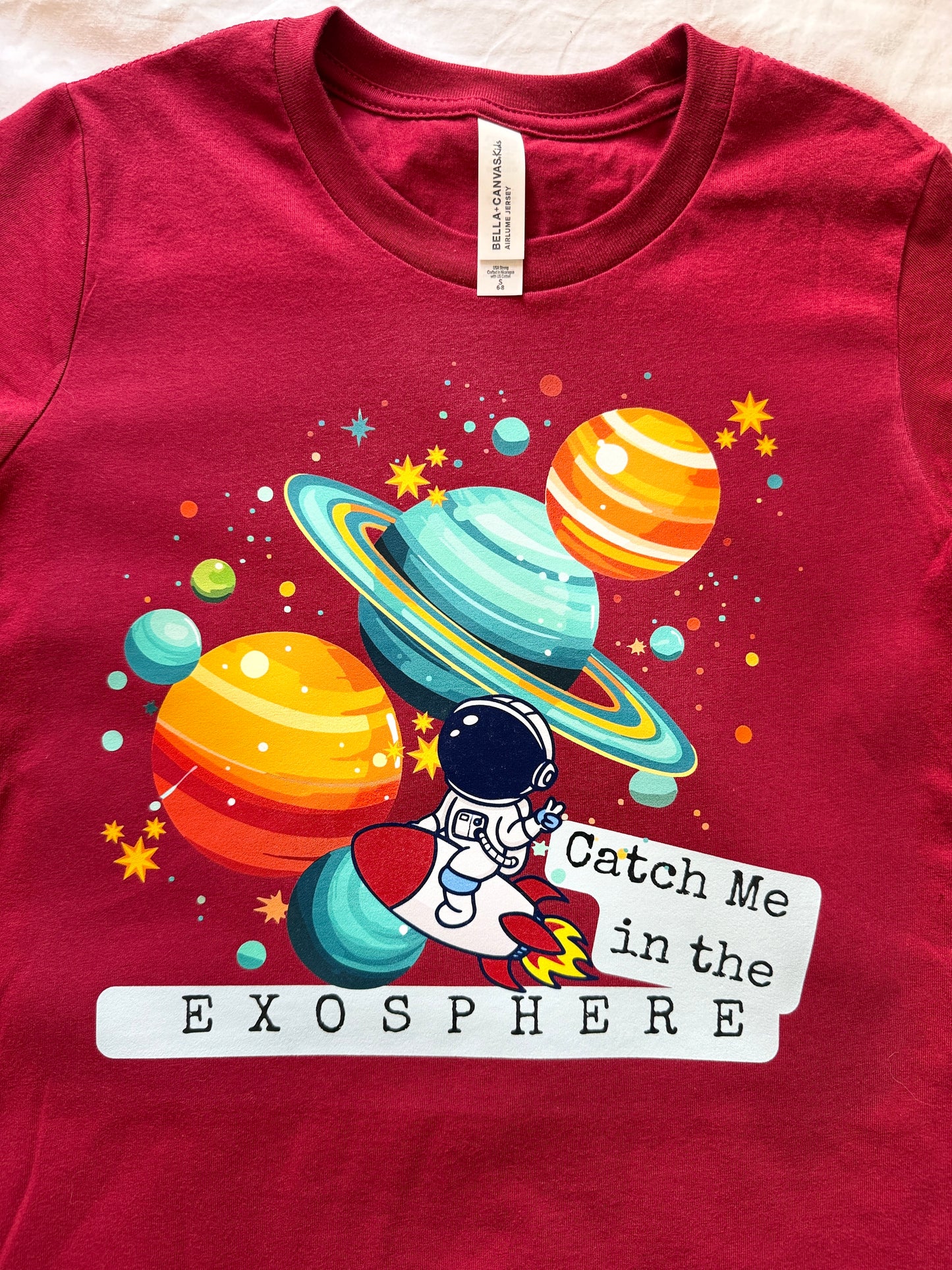 Catch Me in the Exosphere Youth Shirt | Astronaut Space Shirt | Kids Rocket Planets Tee | Space Explorer Collection | Boys Girls Youth