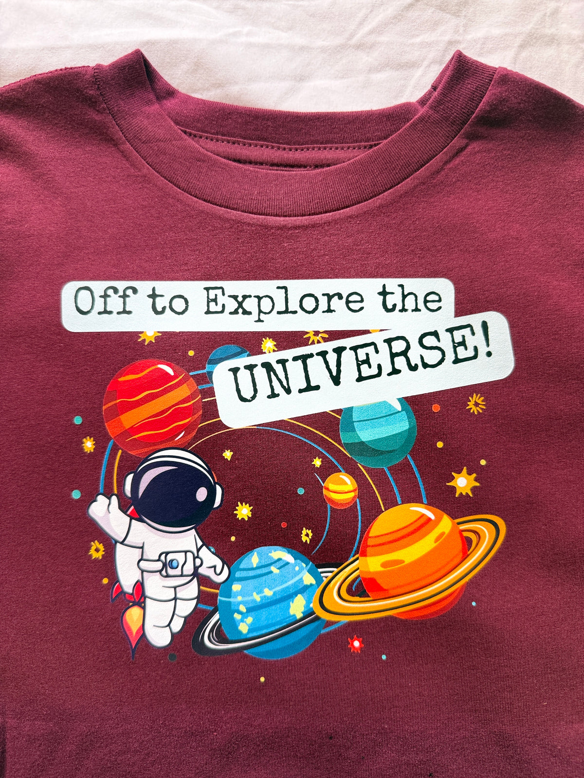 Toddler Astronaut Shirt "Off to Explore the Universe" | Space Planets Tee | Kids Science Shirt | Bella Canvas 2T-5T