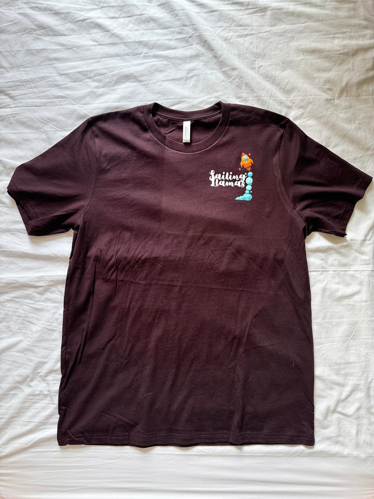 Adult Moon Diner Shirt "Best Tacos Out There" | Sailing Llamas Space Tee | Funny Astronomy Graphic Shirt | Oxblood Black Bella Canvas 3001