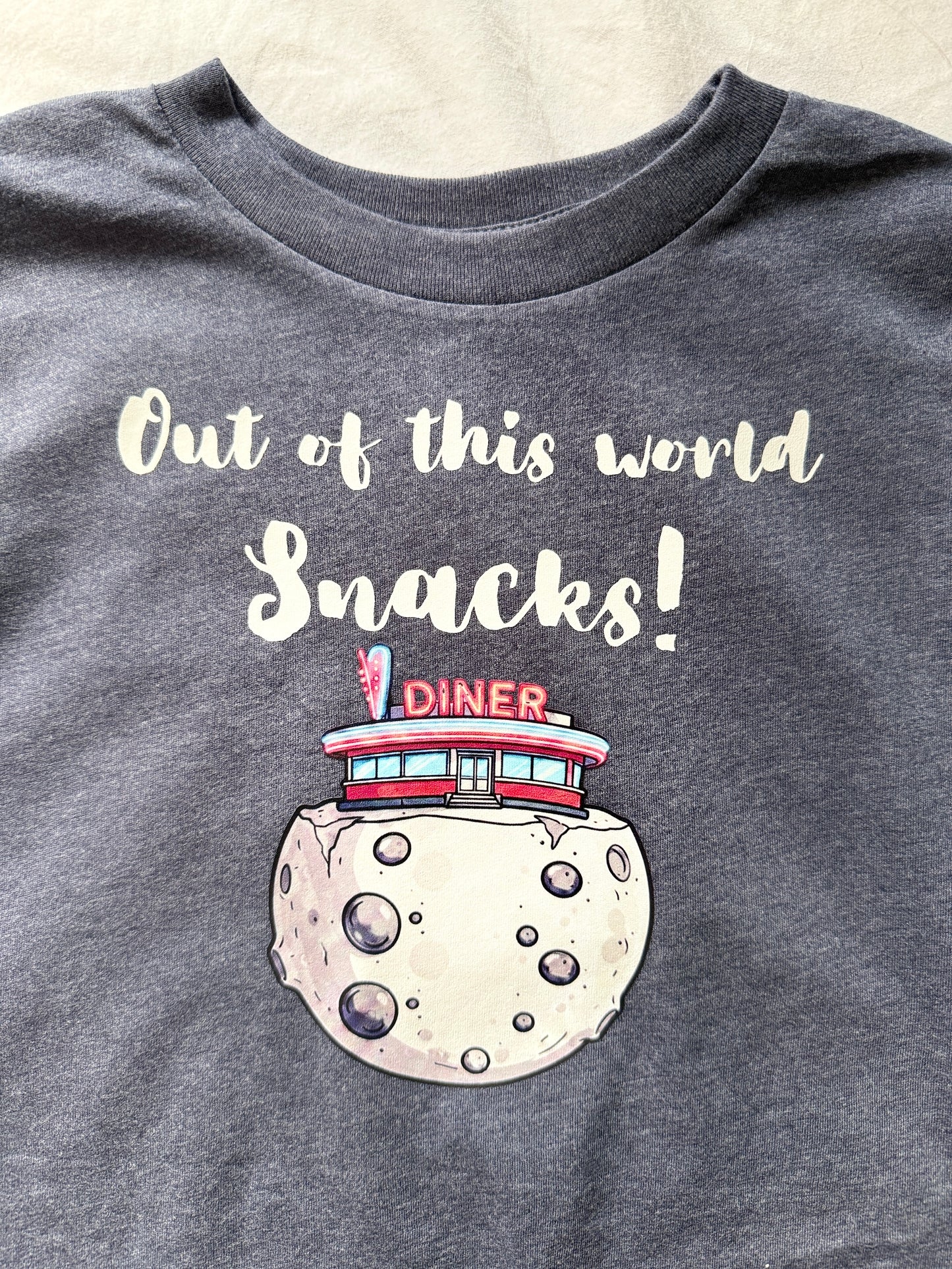 Out of This World Snacks Toddler Shirt | Retro Moon Diner Space Shirt | Funny Space Shirt for Toddlers | Astronaut Snack Tee