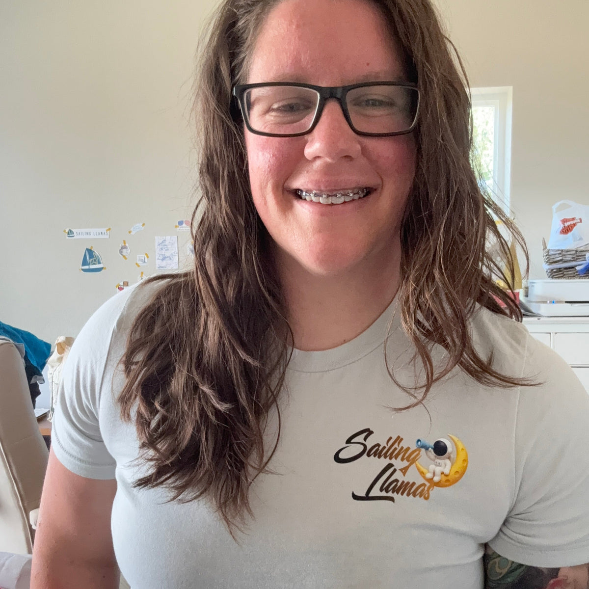 Space Explorer Adult Tee | Astronaut Solar System Graphic Shirt | Sailing Llamas