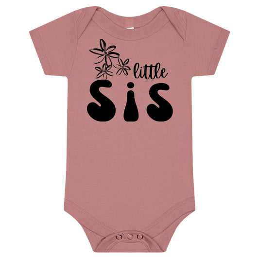 Little Sister with Flowers Baby Onesie Bodysuit