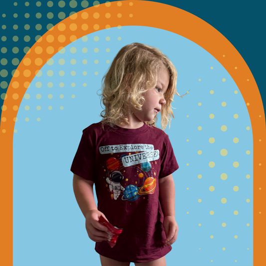 Toddler Astronaut Shirt "Off to Explore the Universe" | Space Planets Tee | Kids Science Shirt | Bella Canvas 2T-5T