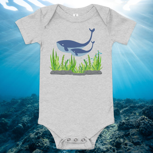 Whales of Fun Baby short sleeve one piece