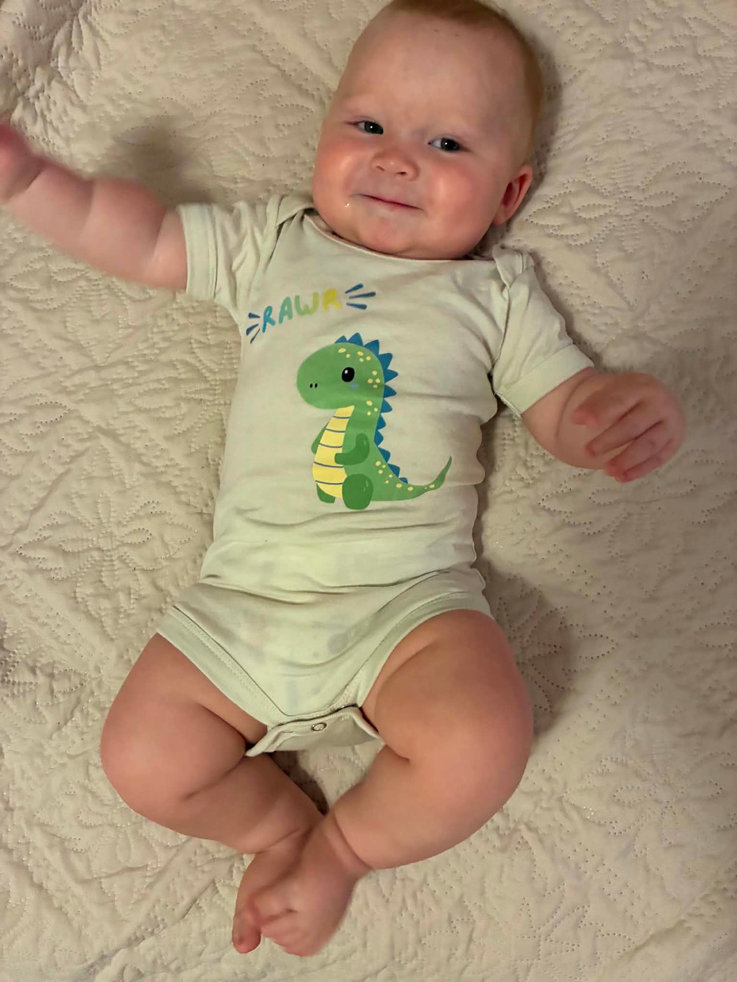 RAWR Dino Baby Onesie | Cute Baby Dinosaur Bodysuit | Sailing Llamas