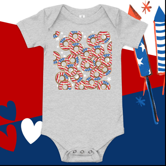 Donuts 4th of July Baby Onesie