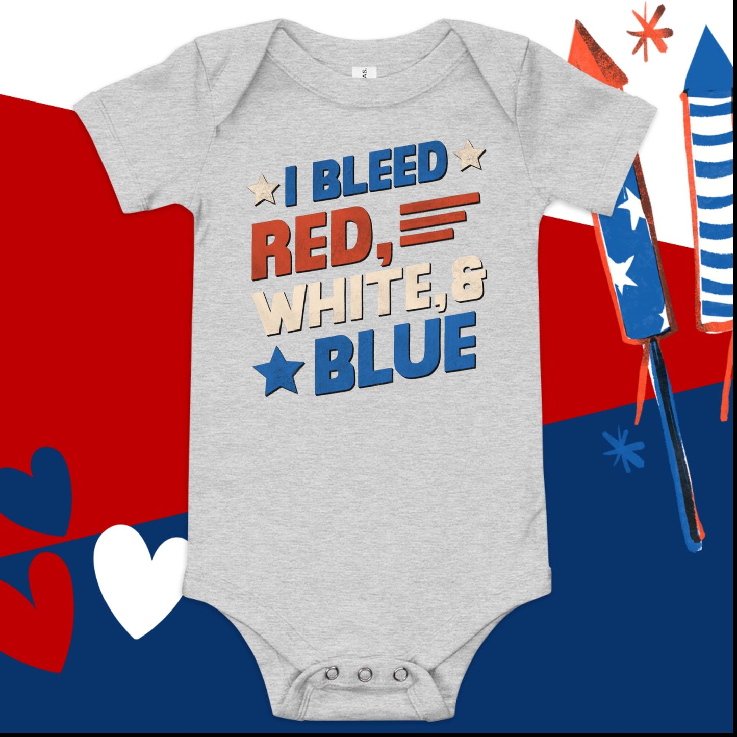 Red, White, Blue 4th of July Baby Onesie