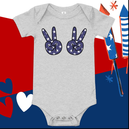 Peace 4th of July Baby Onesie