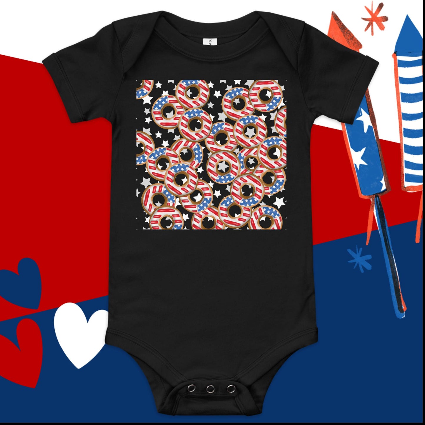 Donuts 4th of July Baby Onesie