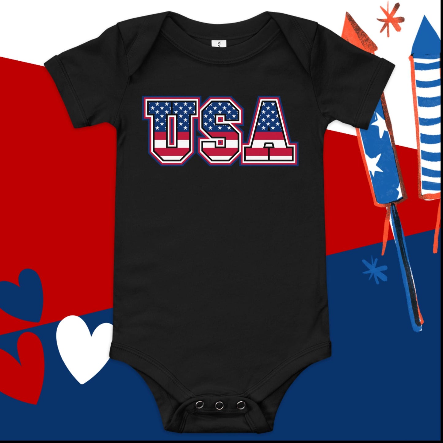 USA 4th of July Baby Onesie