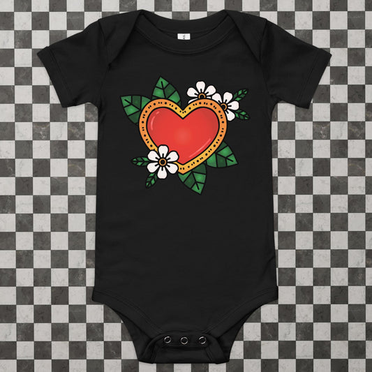 Traditional Heart Tattoo Baby Onesie