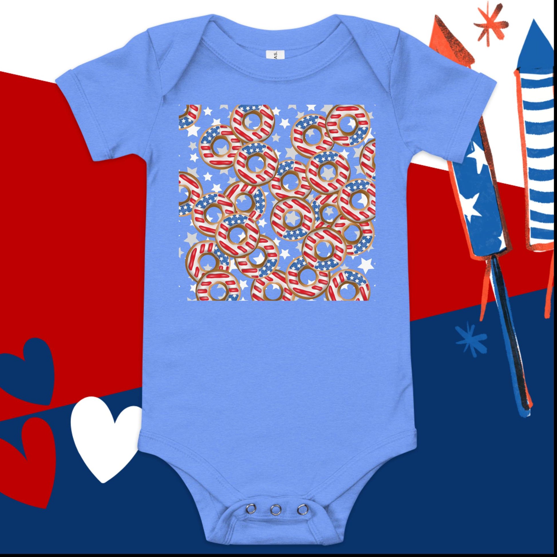 Donuts 4th of July Baby Onesie