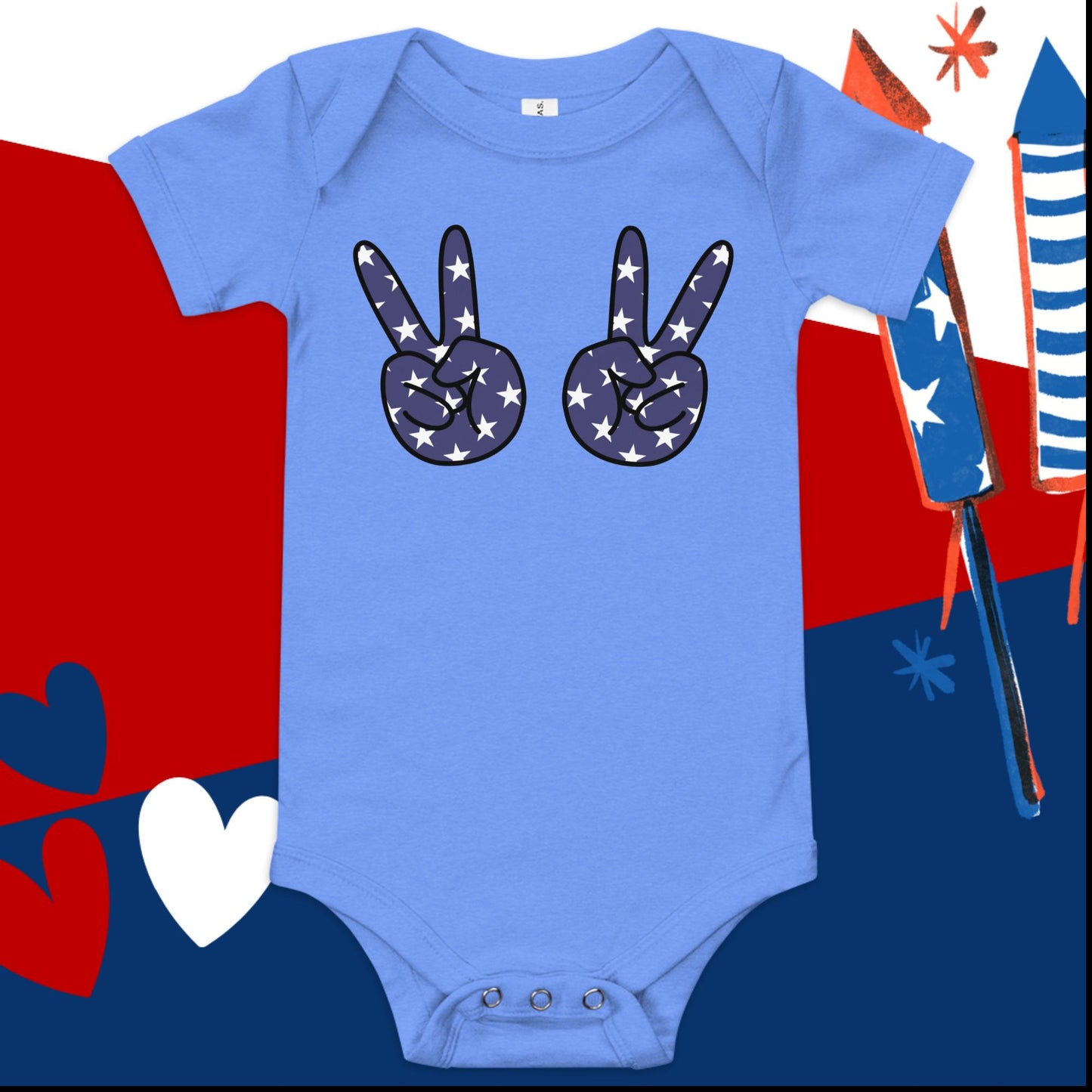 Peace 4th of July Baby Onesie