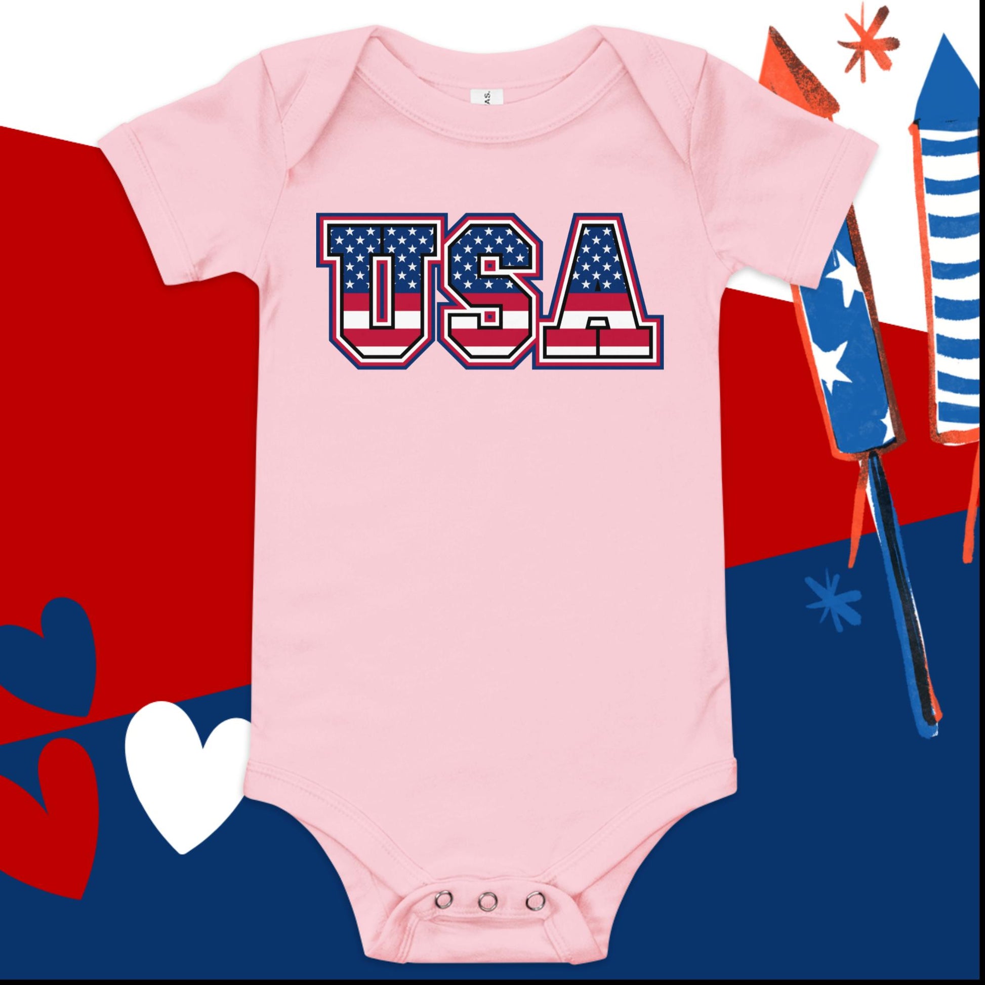 USA 4th of July Baby Onesie