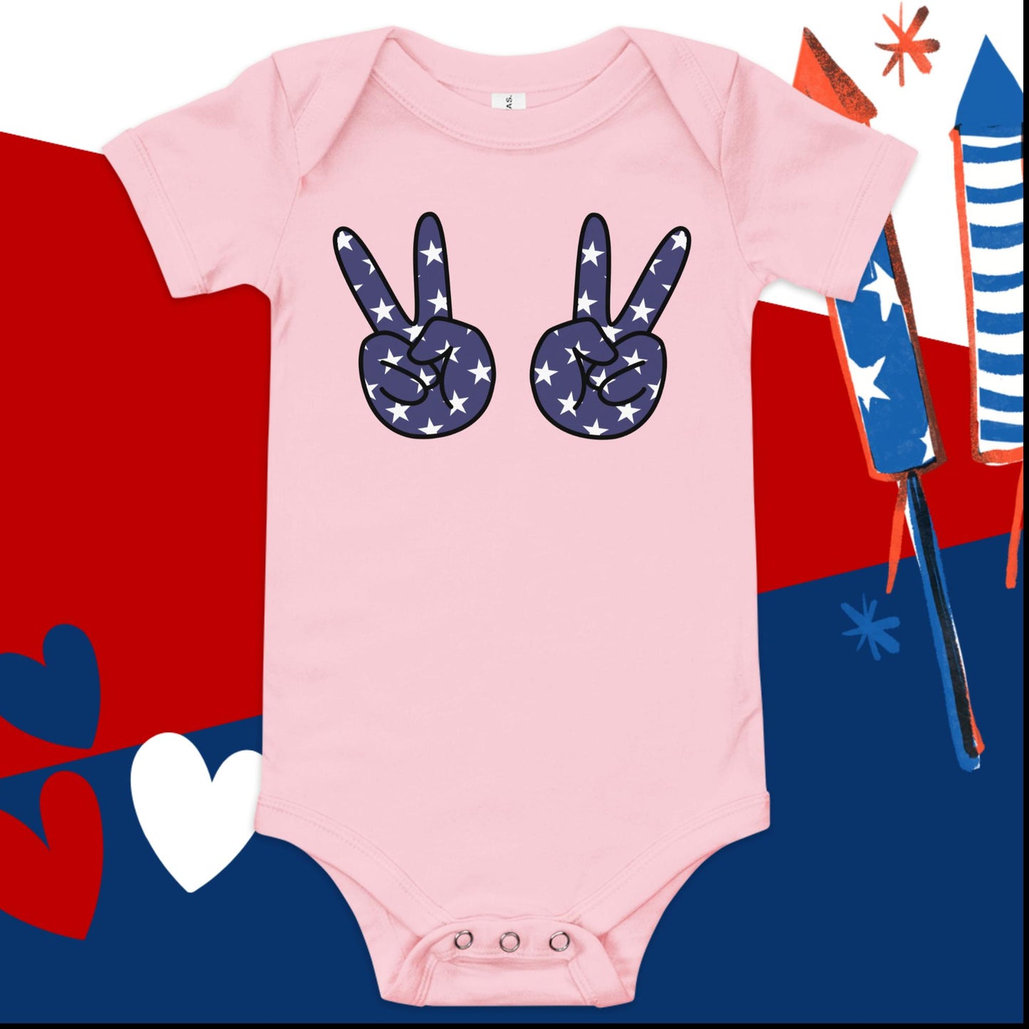 Peace 4th of July Baby Onesie