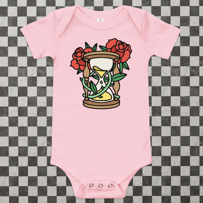 Hourglass and Roses Baby Onesie