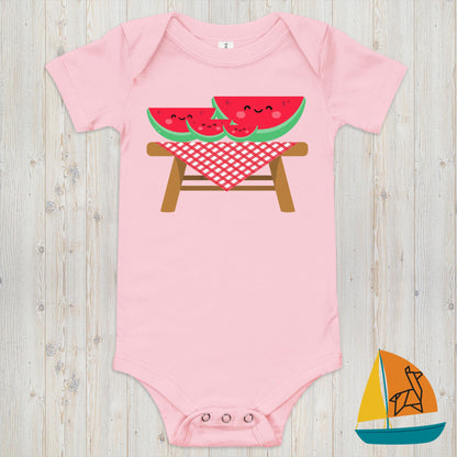 Watermelon Picnic Baby Onesie