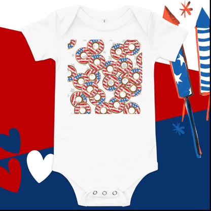 Donuts 4th of July Baby Onesie