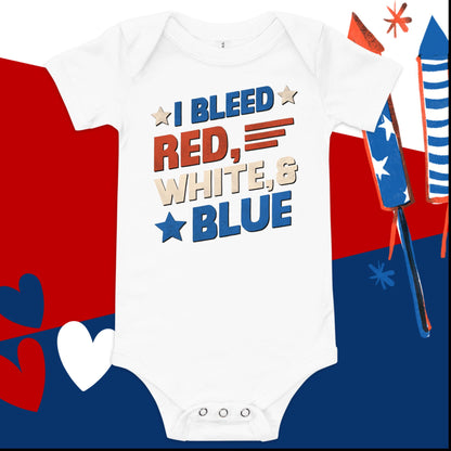 Red, White, Blue 4th of July Baby Onesie