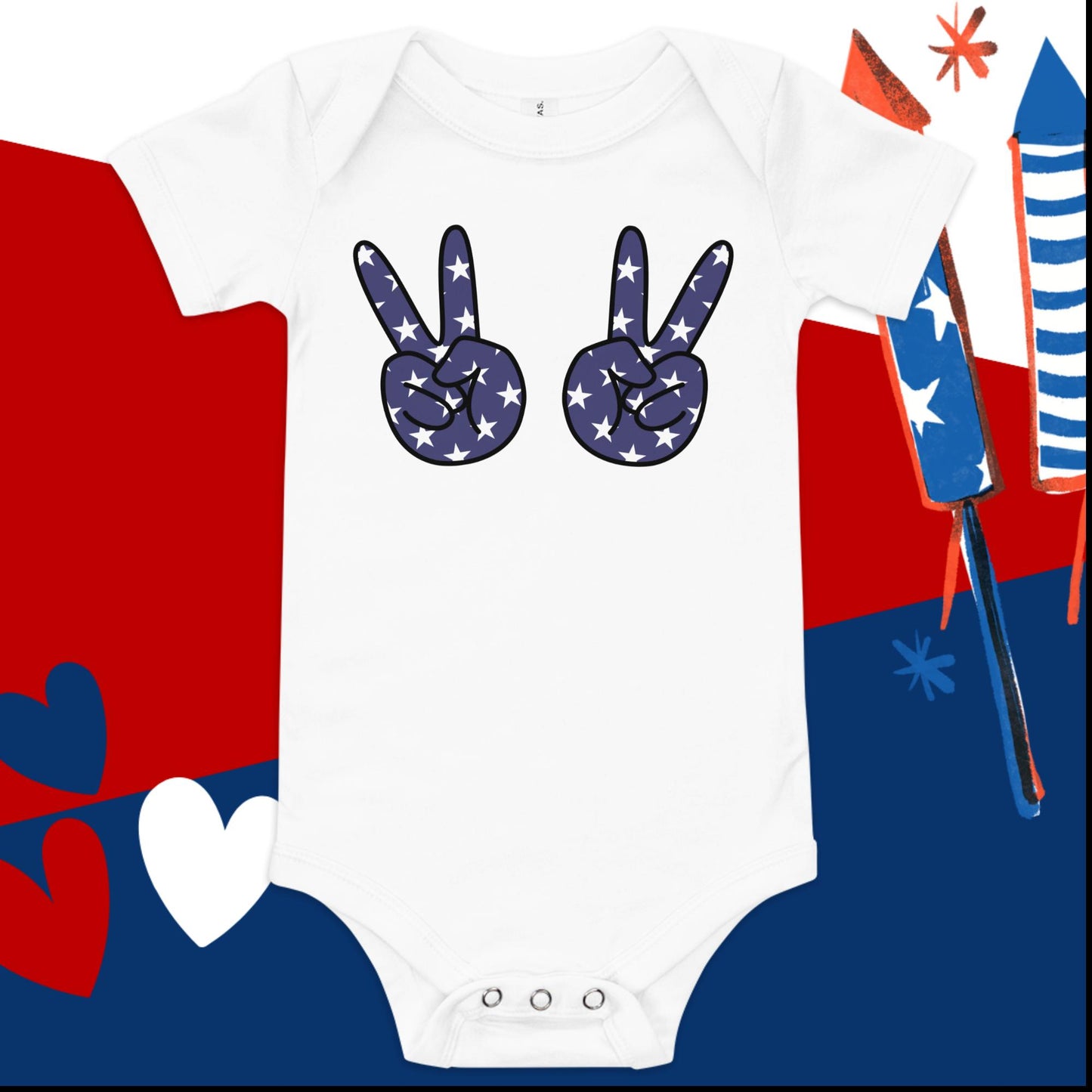 Peace 4th of July Baby Onesie