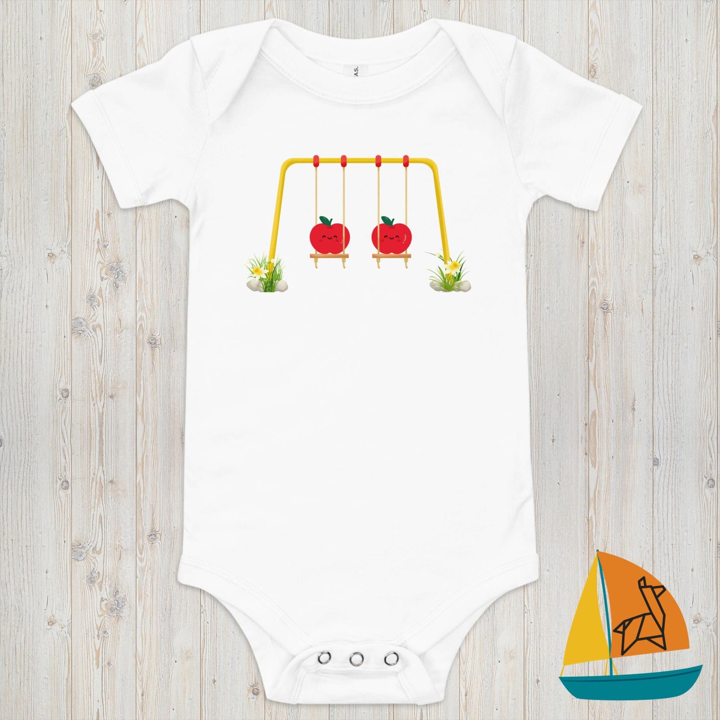 Swinging Apples Baby Onesie