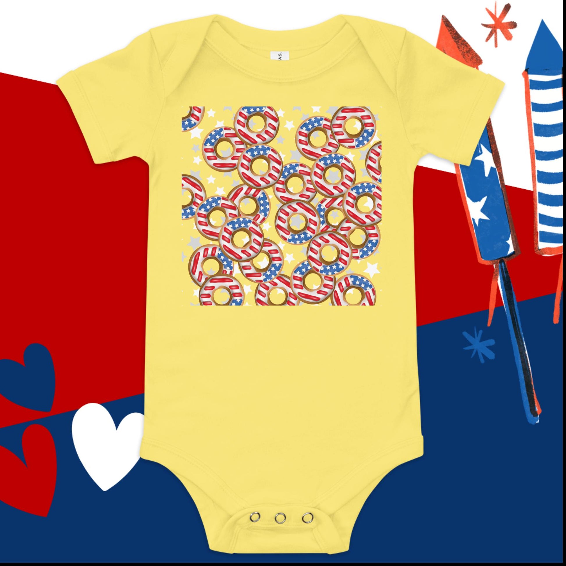 Donuts 4th of July Baby Onesie