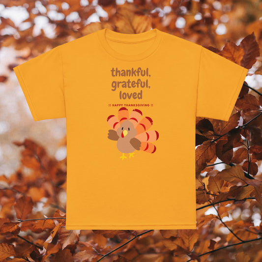Thankful, Grateful, Loved Thanksgiving Youth t-shirt